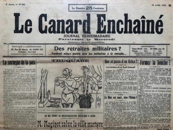 N° 369 du Canard Enchaîné -  25 Juillet 1923