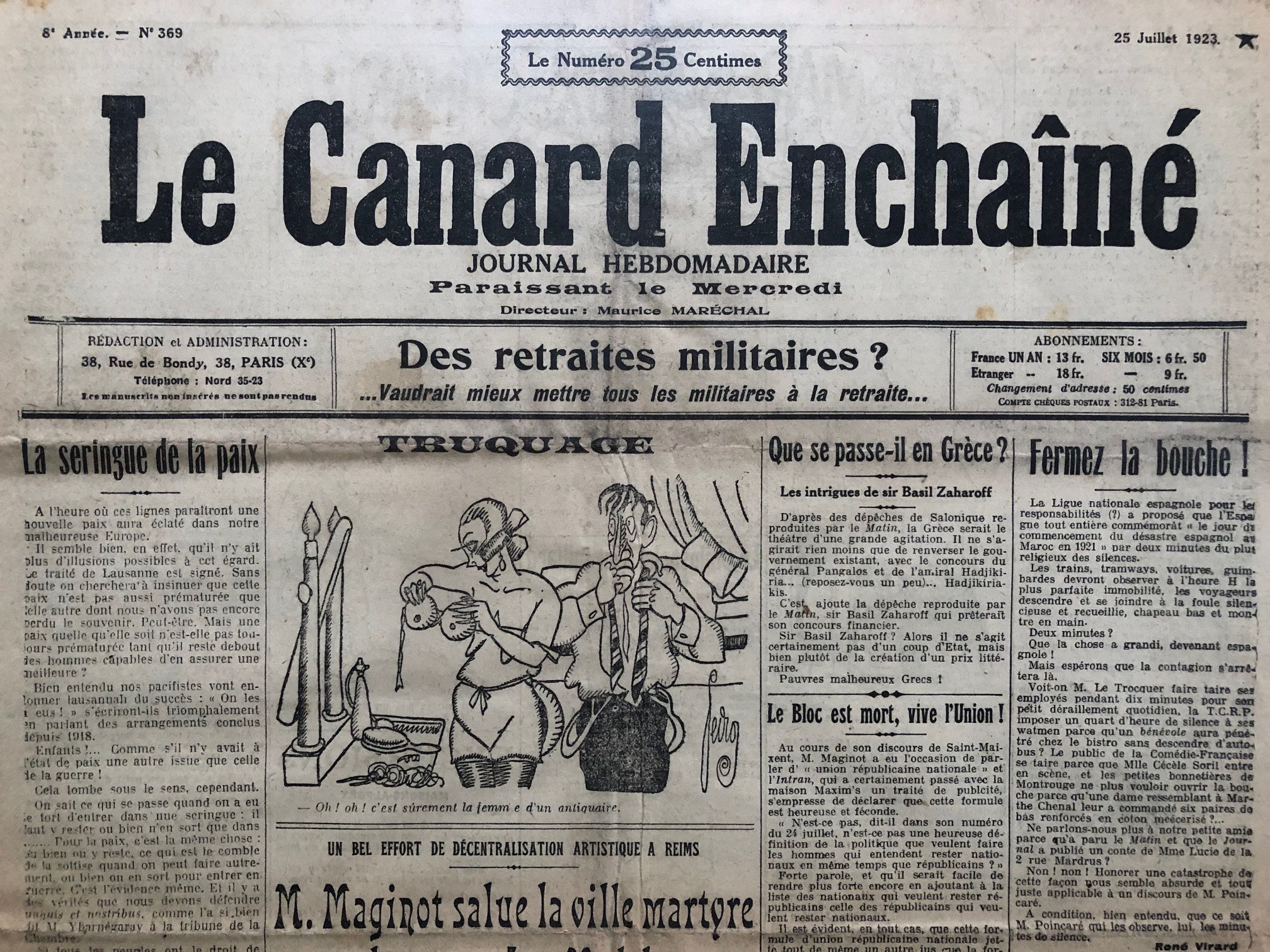 Couac ! | Acheter un Canard | Vente d'Anciens Journaux du Canard Enchaîné. Des Journaux Satiriques de Collection, Historiques & Authentiques de 1916 à 2004 ! | 369