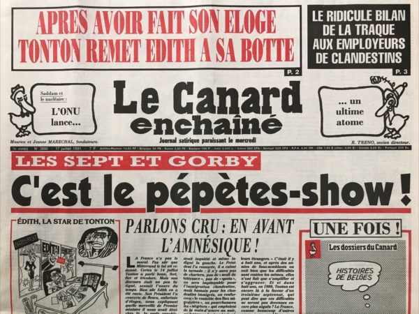 N° 3690 du Canard Enchaîné -  17 Juillet 1991