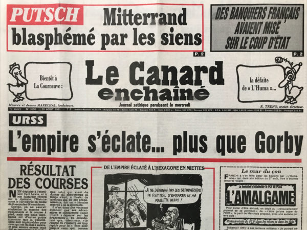N° 3696 du Canard Enchaîné -  28 Août 1991