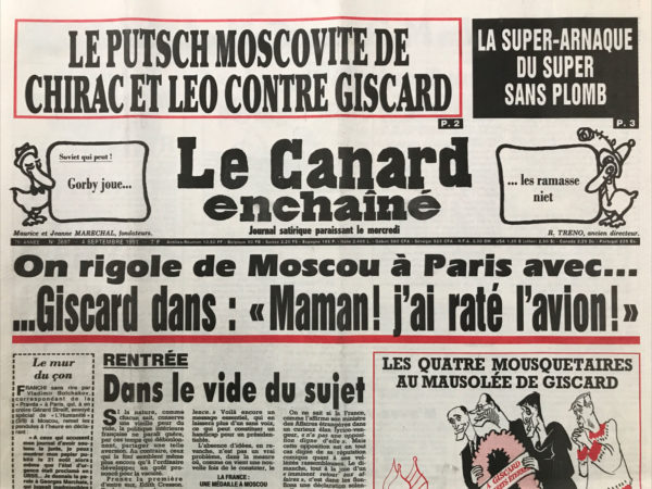 N° 3697 du Canard Enchaîné -  4 Septembre 1991