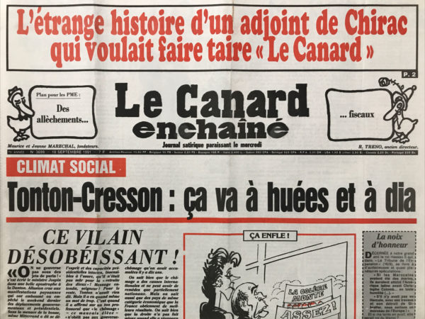 N° 3699 du Canard Enchaîné -  18 Septembre 1991