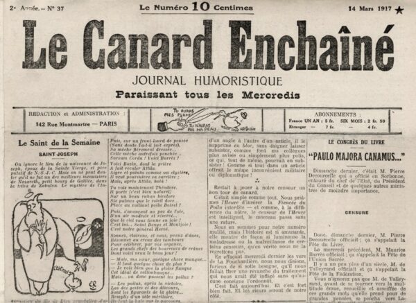 N° 37 du Canard Enchaîné -  14 Mars 1917