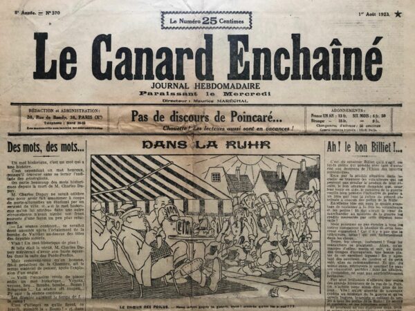N° 370 du Canard Enchaîné -  1 Août 1923