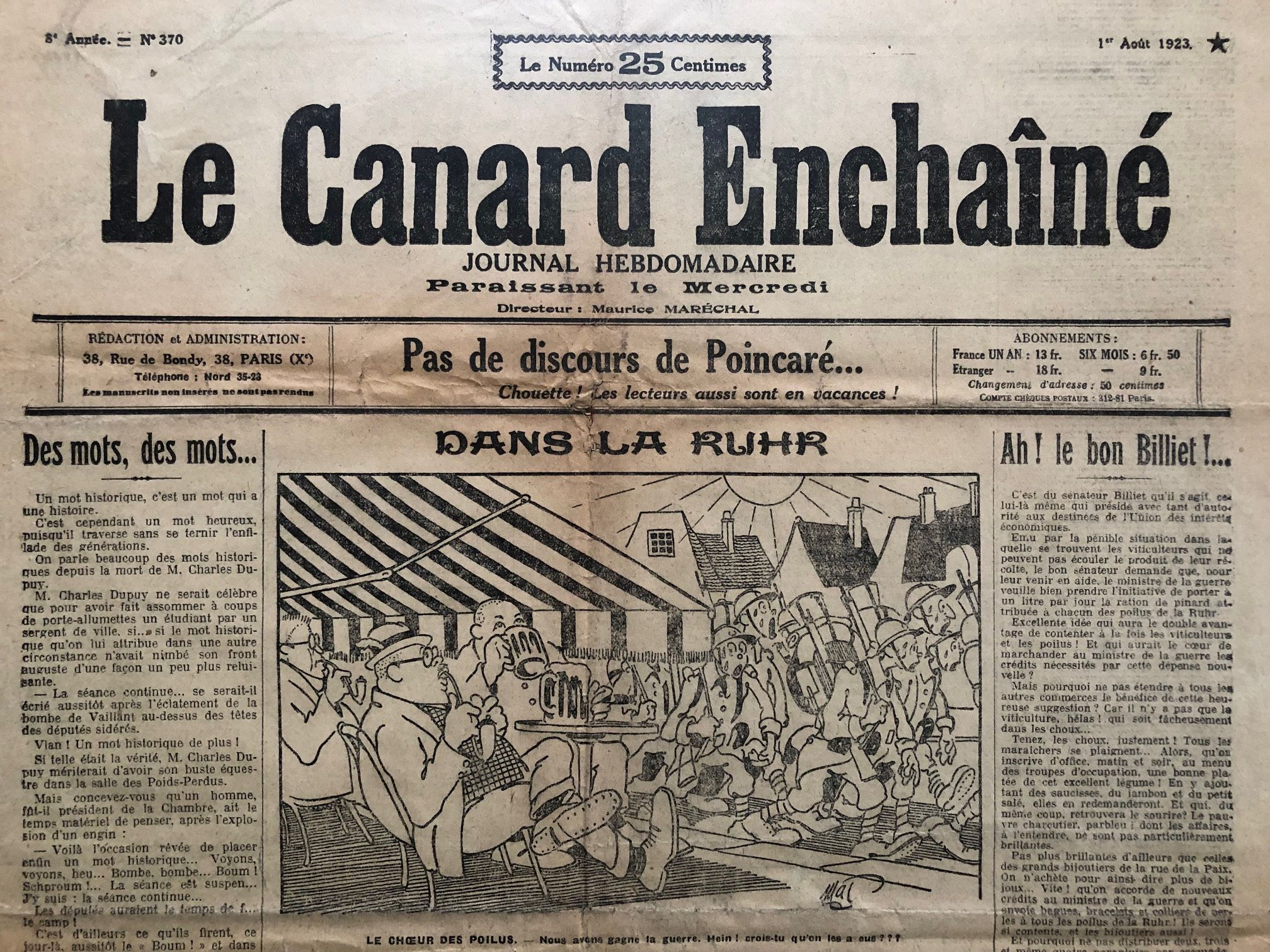 Couac ! | Acheter un Canard | Vente d'Anciens Journaux du Canard Enchaîné. Des Journaux Satiriques de Collection, Historiques & Authentiques de 1916 à 2004 ! | 370
