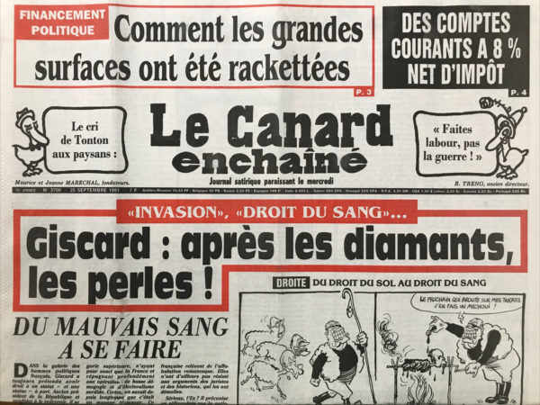 N° 3700 du Canard Enchaîné -  25 Septembre 1991