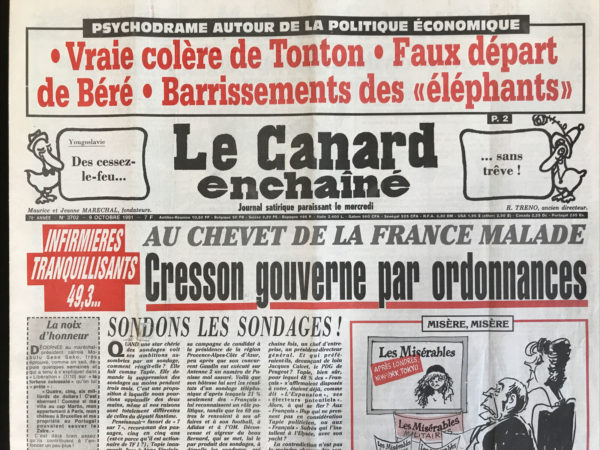 N° 3702 du Canard Enchaîné -  9 Octobre 1991
