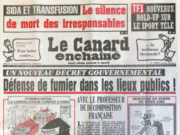 N° 3703 du Canard Enchaîné -  16 Octobre 1991