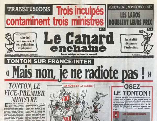 N° 3704 du Canard Enchaîné -  23 Octobre 1991