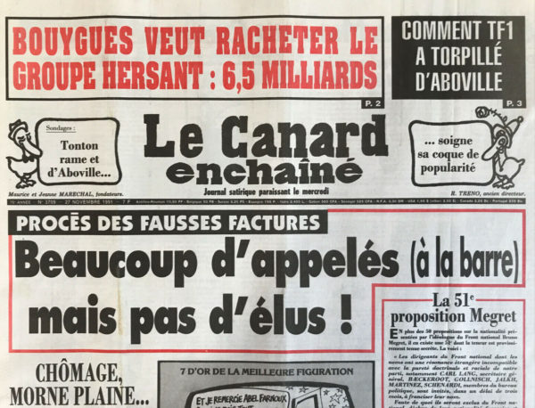 N° 3709 du Canard Enchaîné -  27 Novembre 1991