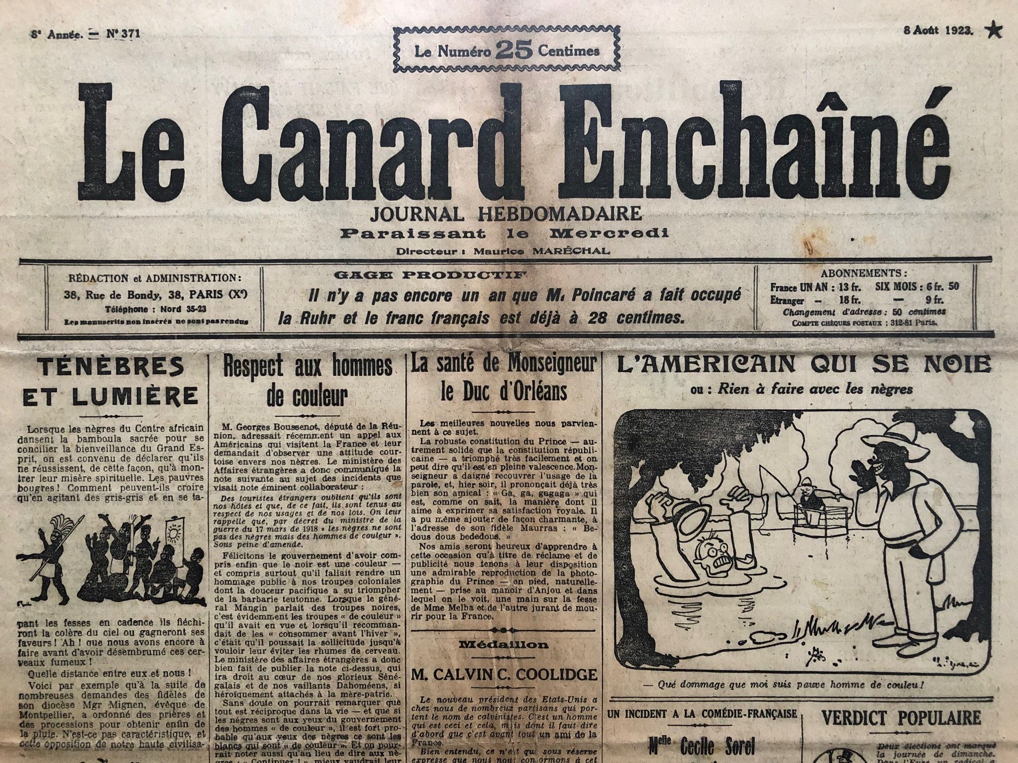 Couac ! | Acheter un Canard | Vente d'Anciens Journaux du Canard Enchaîné. Des Journaux Satiriques de Collection, Historiques & Authentiques de 1916 à 2004 ! | 371