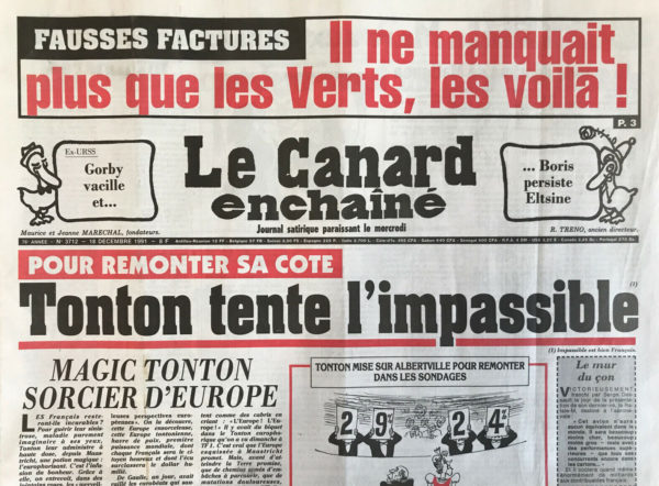 N° 3712 du Canard Enchaîné -  18 Décembre 1991