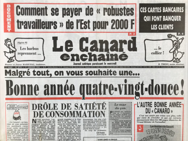 N° 3714 du Canard Enchaîné -  1 Janvier 1992