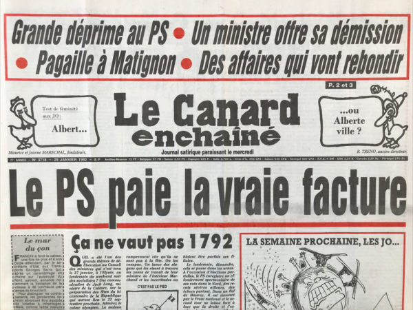 N° 3718 du Canard Enchaîné -  29 Janvier 1992