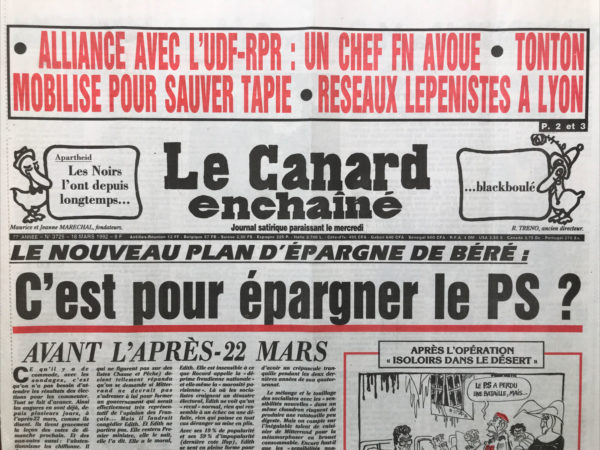 N° 3725 du Canard Enchaîné -  18 Mars 1992