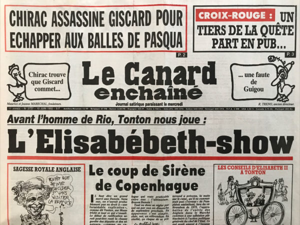 N° 3737 du Canard Enchaîné -  10 Juin 1992