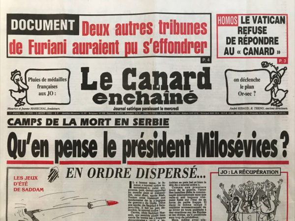 N° 3745 du Canard Enchaîné -  5 Août 1992