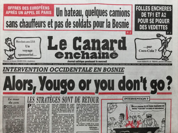 N° 3746 du Canard Enchaîné -  12 Août 1992