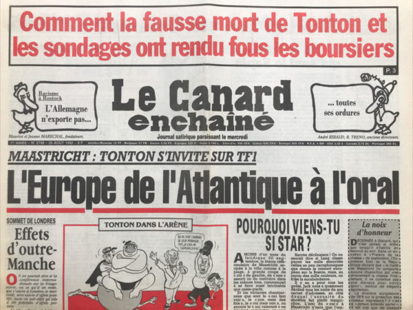 N° 3748 du Canard Enchaîné -  26 Août 1992