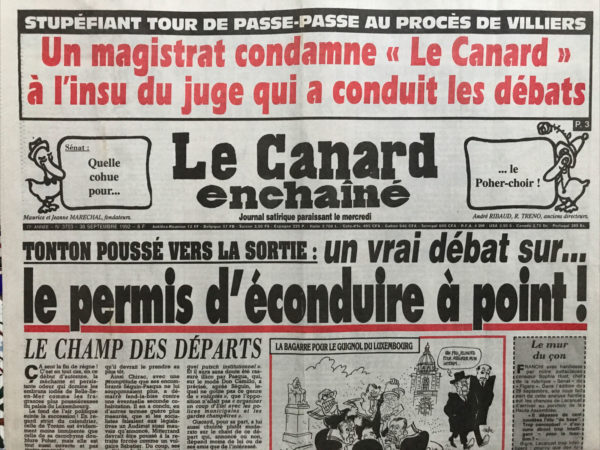 N° 3753 du Canard Enchaîné -  30 Septembre 1992