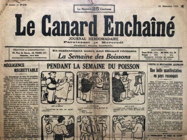 N° 376 du Canard Enchaîné -  12 Septembre 1923