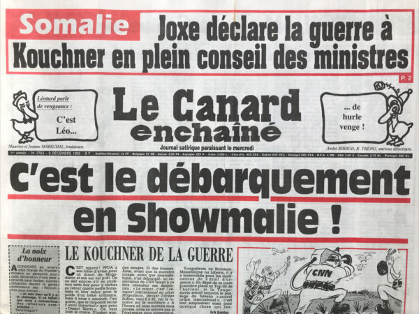 N° 3763 du Canard Enchaîné -  9 Décembre 1992