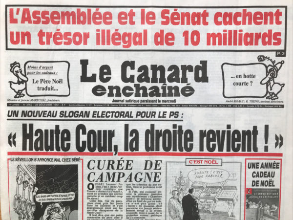 N° 3765 du Canard Enchaîné -  23 Décembre 1992