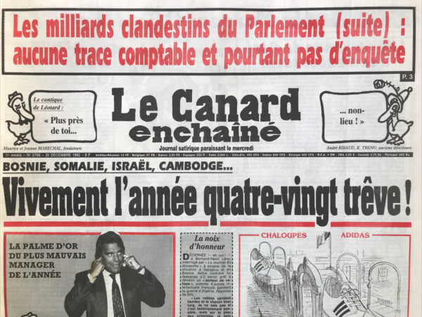 N° 3766 du Canard Enchaîné -  30 Décembre 1992