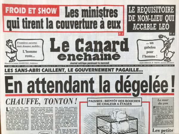 N° 3767 du Canard Enchaîné -  6 Janvier 1993
