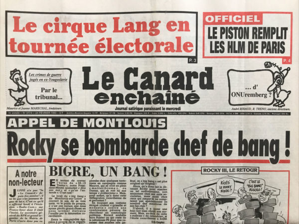 N° 3774 du Canard Enchaîné -  24 Février 1993