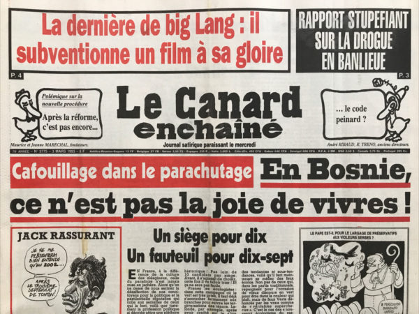 N° 3775 du Canard Enchaîné -  3 Mars 1993