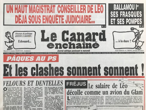 N° 3780 du Canard Enchaîné -  7 Avril 1993