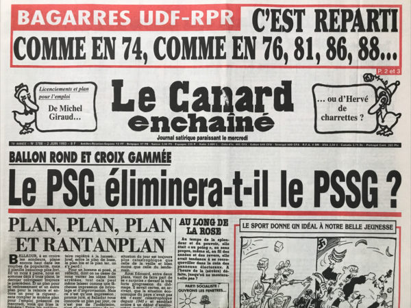 N° 3788 du Canard Enchaîné -  2 Juin 1993