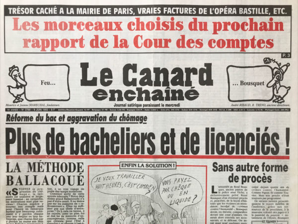 N° 3789 du Canard Enchaîné -  9 Juin 1993