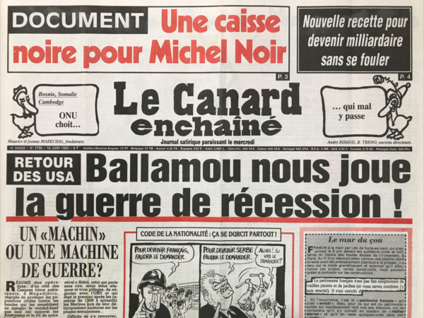 N° 3790 du Canard Enchaîné -  16 Juin 1993