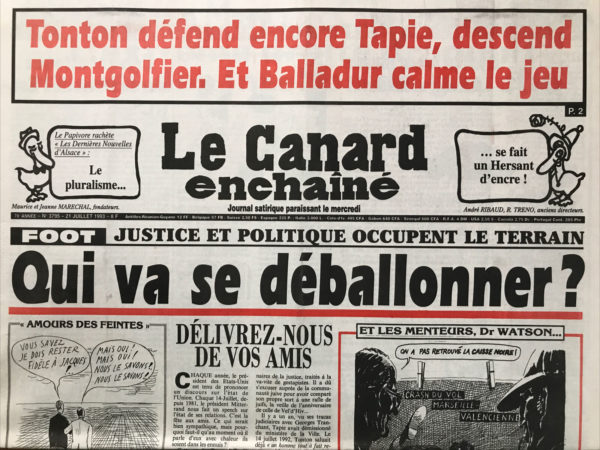 N° 3795 du Canard Enchaîné -  21 Juillet 1993
