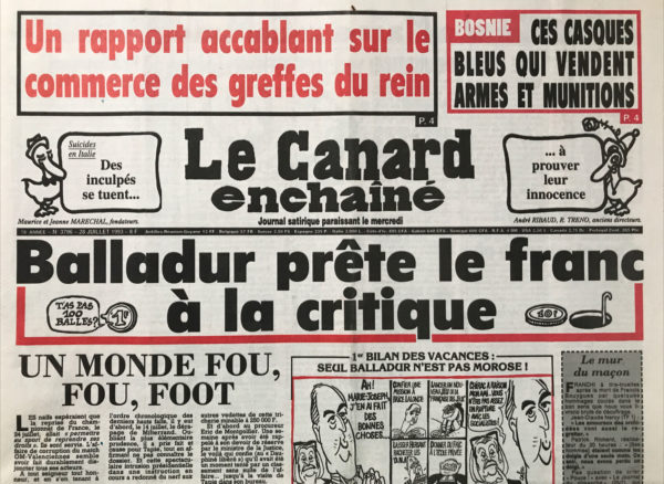 N° 3796 du Canard Enchaîné -  28 Juillet 1993