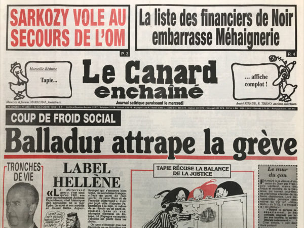 N° 3807 du Canard Enchaîné -  13 Octobre 1993