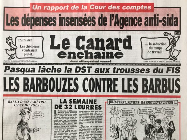 N° 3811 du Canard Enchaîné -  10 Novembre 1993