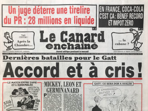 N° 3815 du Canard Enchaîné -  8 Décembre 1993