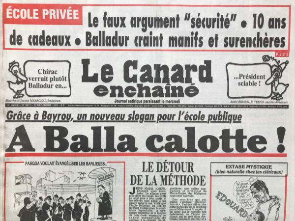 N° 3817 du Canard Enchaîné -  22 Décembre 1993