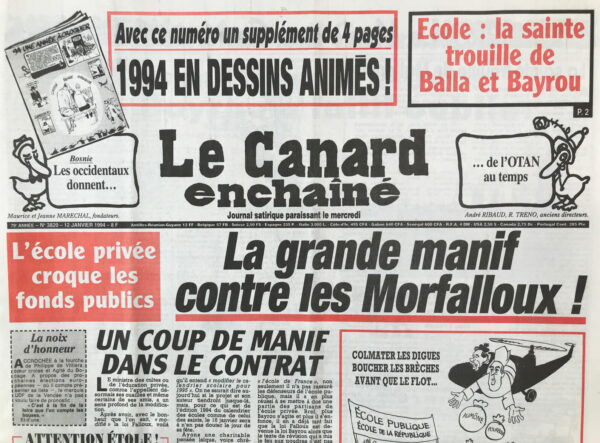 N° 3820 du Canard Enchaîné -  12 Janvier 1994