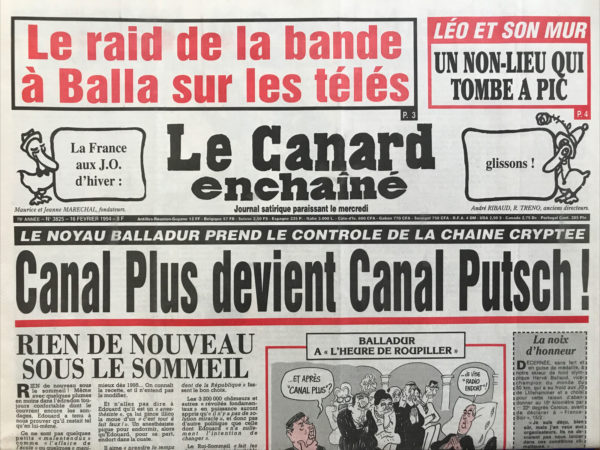 N° 3825 du Canard Enchaîné -  16 Février 1994