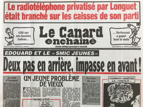 N° 3831 du Canard Enchaîné -  30 Mars 1994