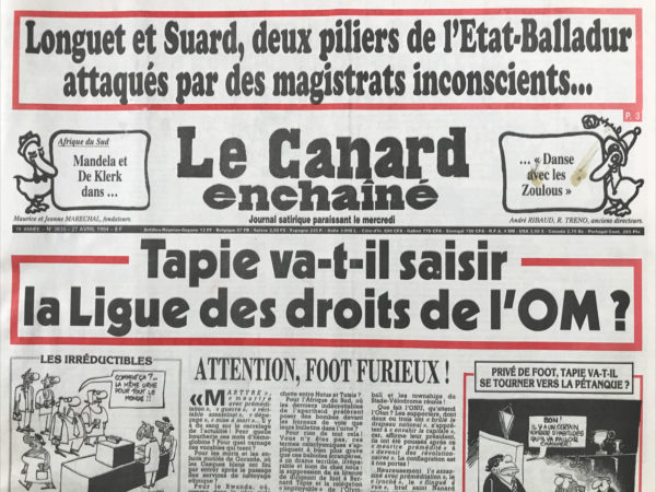 N° 3835 du Canard Enchaîné -  27 Avril 1994