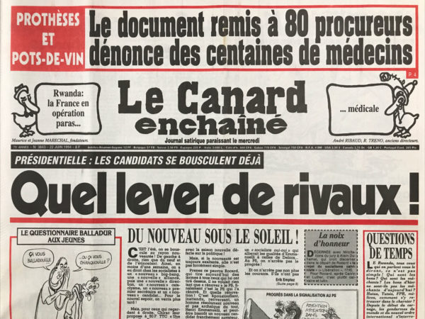 N° 3843 du Canard Enchaîné -  22 Juin 1994
