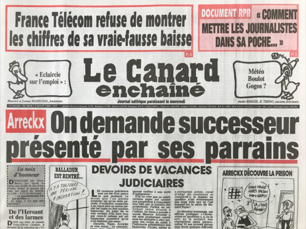 N° 3849 du Canard Enchaîné -  3 Août 1994