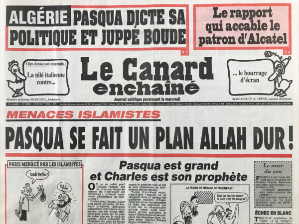 N° 3850 du Canard Enchaîné -  10 Août 1994