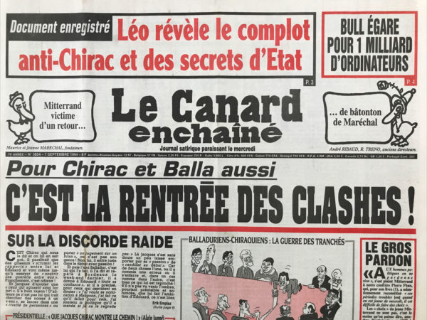N° 3854 du Canard Enchaîné -  7 Septembre 1994