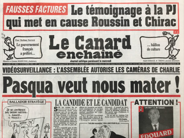 N° 3859 du Canard Enchaîné -  12 Octobre 1994